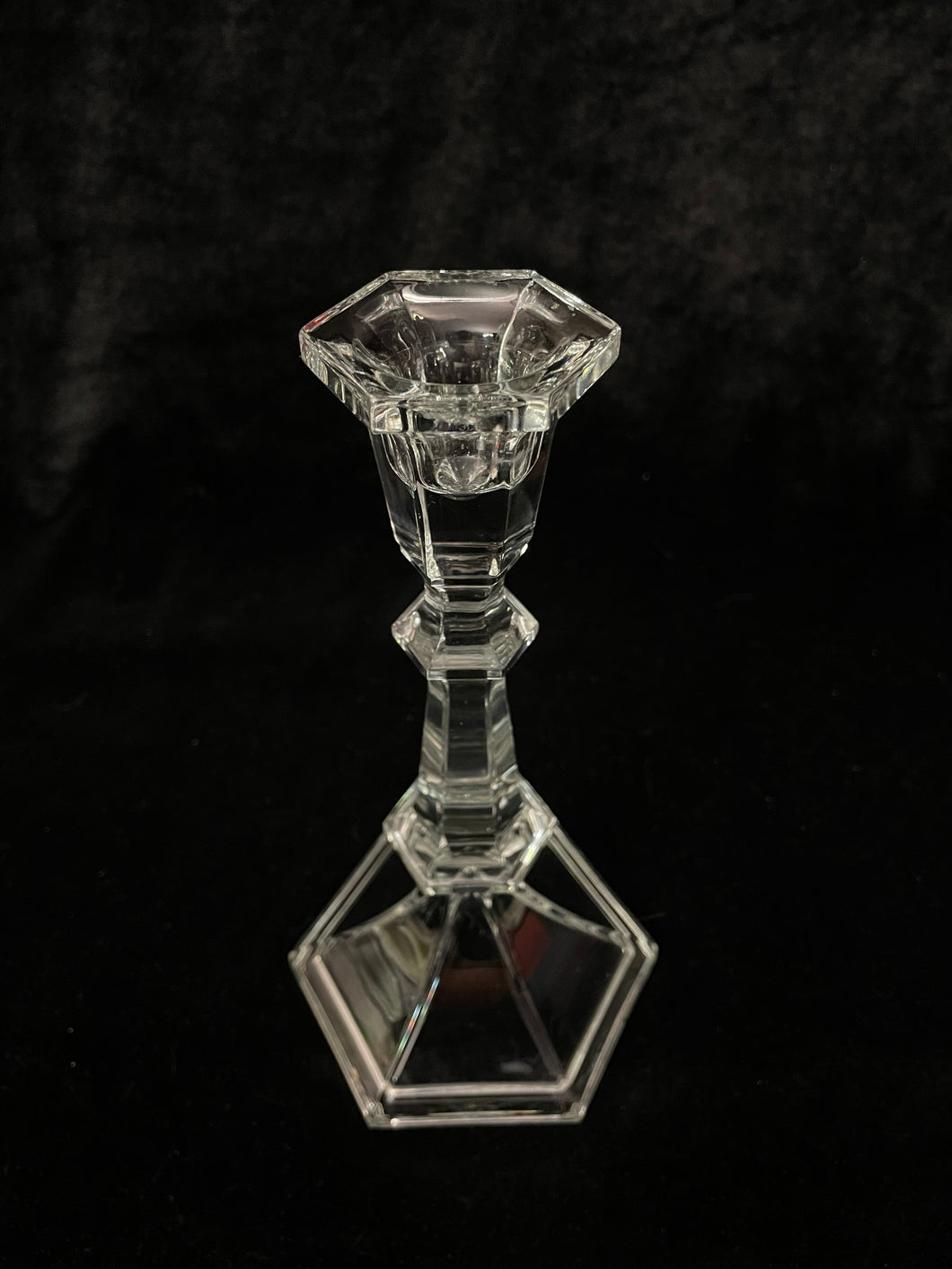 Tall Clear Glass Antique Candle Holder
